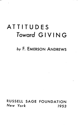 Cover image of the book Attitudes Toward Giving