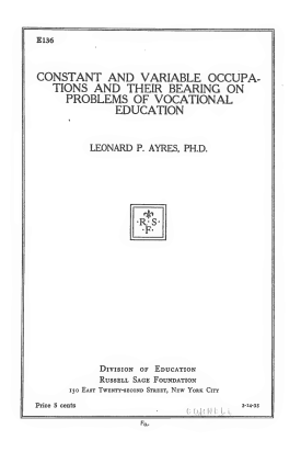 Cover image of the book Constant and Variable Occupations and Their Bearing on Problems of Vocational Education
