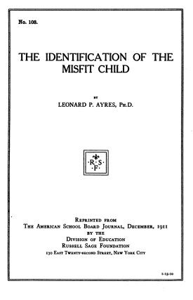 Cover image of the book The Identification of the Misfit Child