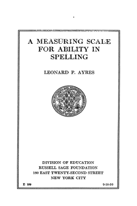 Cover image of the book A Measuring Scale for Ability in Spelling