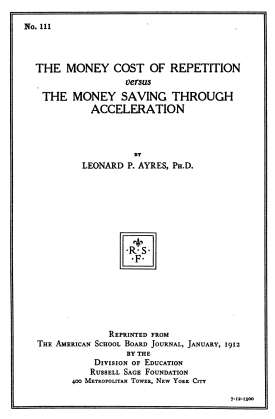 Cover image of the book The Money Cost of Repetition Versus the Money Saving Through Acceleration