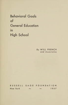 Cover image of the book Behavioral Goals of General Education in High School