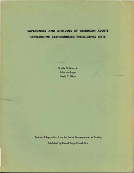 Cover image of the book Experiences and Attitudes of American Adults Concerning Standardized Intelligence Tests