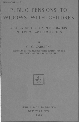 Cover image of the book Public Pensions to Widows with Children