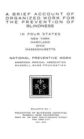 Cover image of the book A Brief Account of Organized Work for the Prevention of Blindness