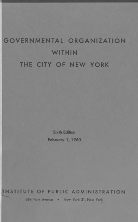 Cover image of the book Governmental Organization Within the City of New York