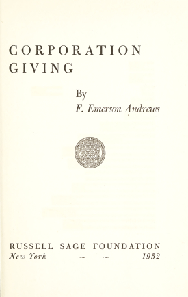 Cover image of the book Corporation Giving