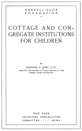 Cover image of the book Cottage and Congregate Institutions for Children