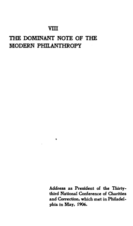 Cover image of the book The Dominant Note of the Modern Philanthropy