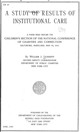 Cover image of the book A Study of Results of Institutional Care