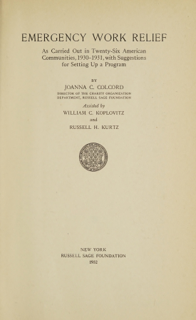 Cover image of the book Emergency Work Relief