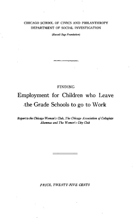 Cover image of the book Finding Employment for Children who Leave the Grade Schools to go to Work