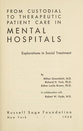 Cover image of the book From Custodian to Therapeutic Patient Care in Mental Hospitals