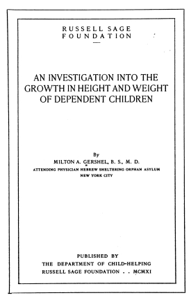 Cover image of the book An Investigation into the Growth in Height and Weight of Dependent Children