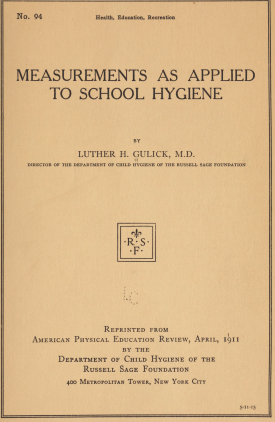 Cover image of the book Measurements as Applied to School Hygiene