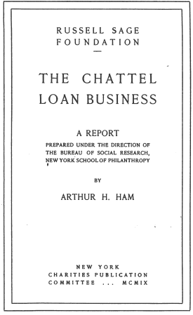 Cover image of the book The Chattel Loan Business