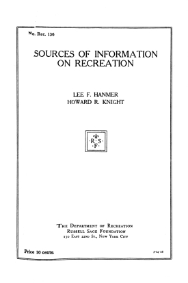 Cover image of the book Sources of Information on Recreation