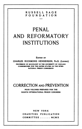 Cover image of the book Penal and Reformatory Institutions
