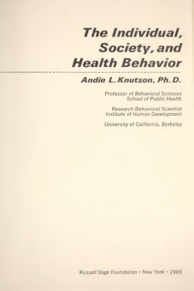 Cover image of the book The Individual, Society, and Health Behavior