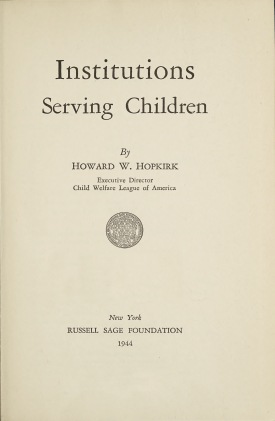 Cover image of the book Institutions Serving Children