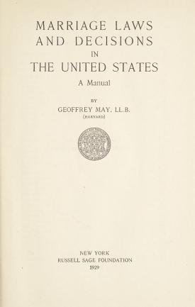 Cover image of the book Marriage Laws and Decisions in the United States