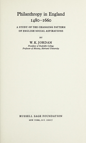 Cover image of the book Philanthropy in England: 1480–1660