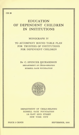 Cover image of the book Education of Dependent Children in Institutions
