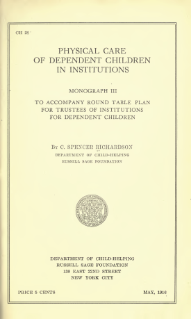 Cover image of the book Physical Care of Dependent Children in Institutions