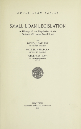 Cover image of the book Small Loan Legislation
