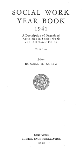 Cover image of the book Social Work Year Book, 1941