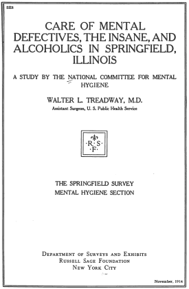 Cover image of the book Care of Mental Defectives, the Insane, and Alcoholics in Springfield, Illinois