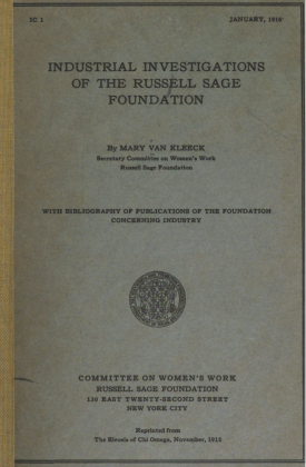 Cover image of the book Industrial Investigations of the Russell Sage Foundation