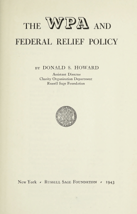 Cover image of the book The WPA and Federal Relief Policy
