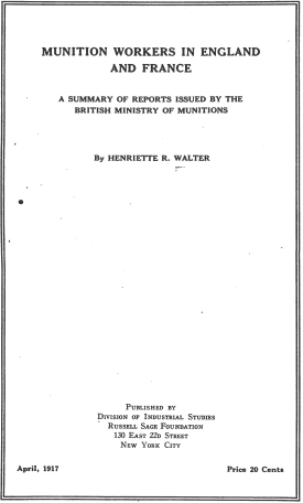 Cover image of the book Munition Workers in England and France