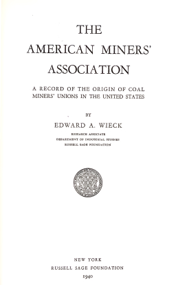 Cover image of the book The American Miners’ Association