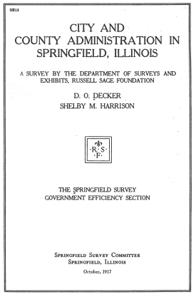 Cover image of the book City and County Administration in Springfield, Illinois