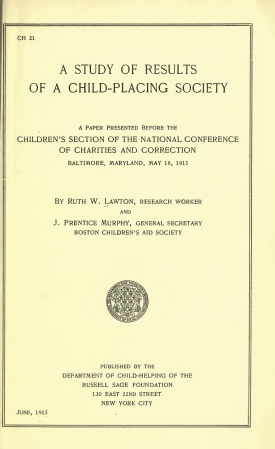 Cover image of the book A Study of Results of a Child-Placing Society