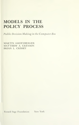 Cover image of the book Models in the Policy Process