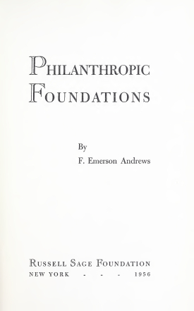 Cover image of the book Philanthropic Foundations