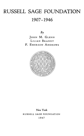 Cover image of the book Russell Sage Foundation 1907—1946